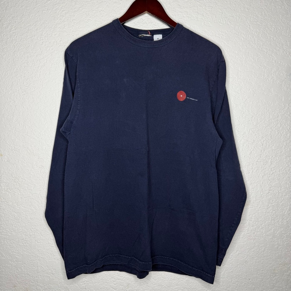 Levi's 90s Levi Strauss Longsleeve Navy Crewneck T-Shirt Red Sun Logo Mens M